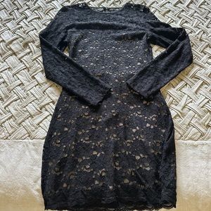 Express Black Long Sleeve Lace Dress, size M